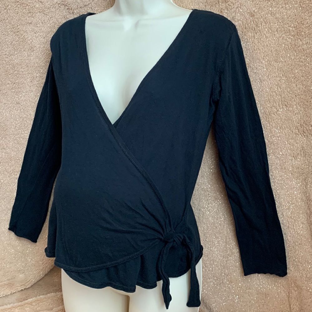 Motherhood Maternity Lightweight Cotton Wrap Cardigan Long Sleeves Top S Black
